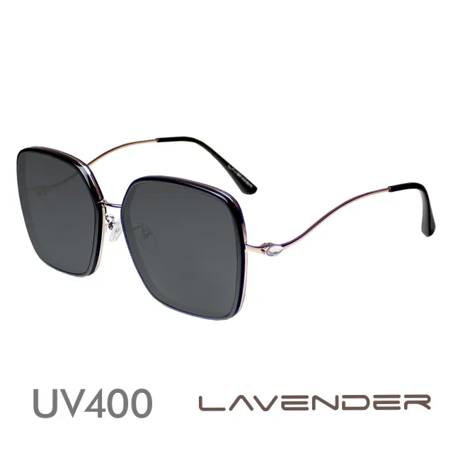 【Lavender】金屬鑲邊水鑽曲腳-經典黑H7144-C1(高科技太空尼龍記憶鏡片太陽眼鏡)