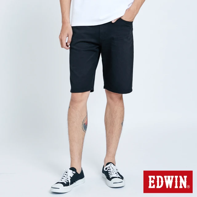 【EDWIN】男裝 JERSEYS 迦績EJ2棉EFS加大碼短褲(黑色)