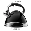 【KELA】不鏽鋼笛音壺 黑3L(煮水壺 燒水壺)