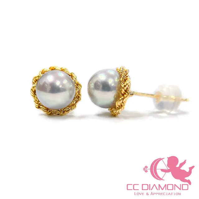 【CC Diamond】日本極光AKOYA海水真多麻-花式耳釘(7-7.5mm)