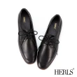 【HERLS】牛津鞋-全真皮簡約拼接德比鞋牛津鞋(黑色)