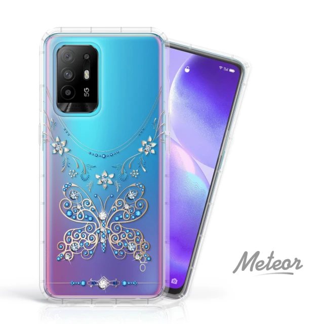 Meteor OPPO Reno5 Z 奧地利彩鑽空壓防摔手機殼(蝶戀鑽)