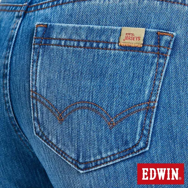【EDWIN】女裝 JERSEYS 迦績EJ7棉錐形長褲(石洗藍)