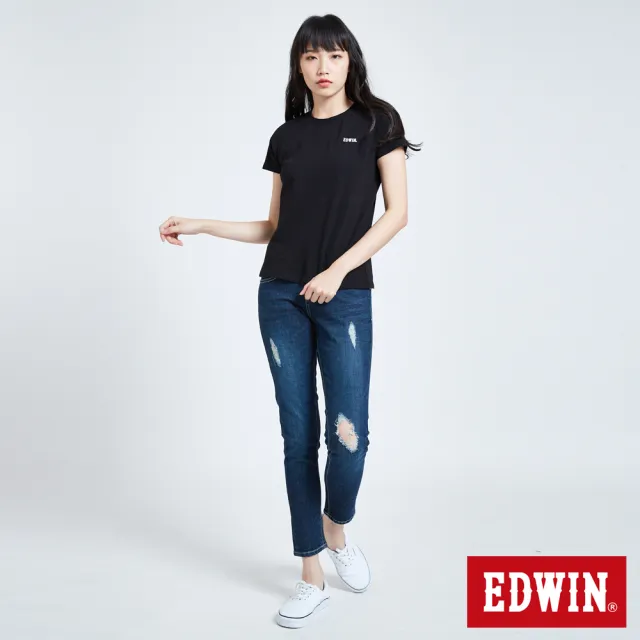 【EDWIN】女裝 MISS 503刷破AB牛仔褲(酵洗藍)