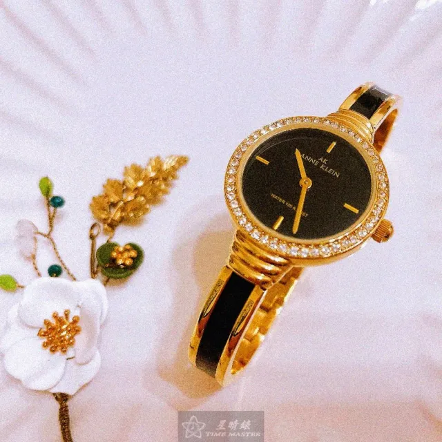【ANNE KLEIN】ANNE KLEIN安妮克萊恩女錶型號AN00514(黑色錶面金色錶殼黑金色精鋼錶帶款)