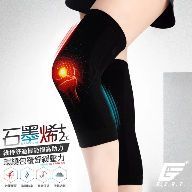 【GIAT】2雙組-石墨烯遠紅外線彈力護膝/護肘/護踝套(台灣製MIT/男女適用)