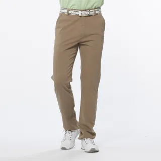 【Lynx Golf】男款彈性舒適經典素面基本款平口休閒長褲(卡其色)