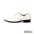 【HERLS】牛津鞋-時髦全真皮側V尖頭德比鞋牛津鞋(灰白色)