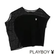 【PLAYBOY】異材質拼接解構上衣(黑色)