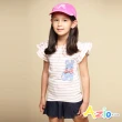 【Azio Kids 美國派】女童 褲裙 前百褶造型純色牛仔褲裙(藍)