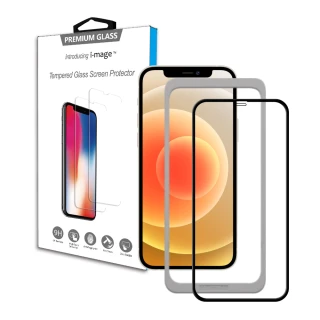【2入組】i-mage iPhone 12/12 Pro 6.1吋 滿版3D+ 附貼膜神器 鋼化膜玻璃保護貼(超耐滑防指紋/不碎邊)