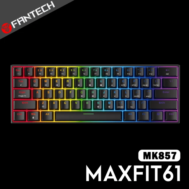 FANTECH MAXFIT61 60%RGB可換軸機械式鍵盤(黑色)