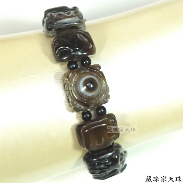 【藏珠家】精品小四方黃財神天眼天珠手鍊-5