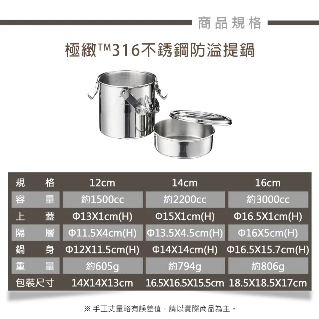 【PERFECT 理想】極緻316不鏽鋼防溢提鍋16cm(台灣製造)