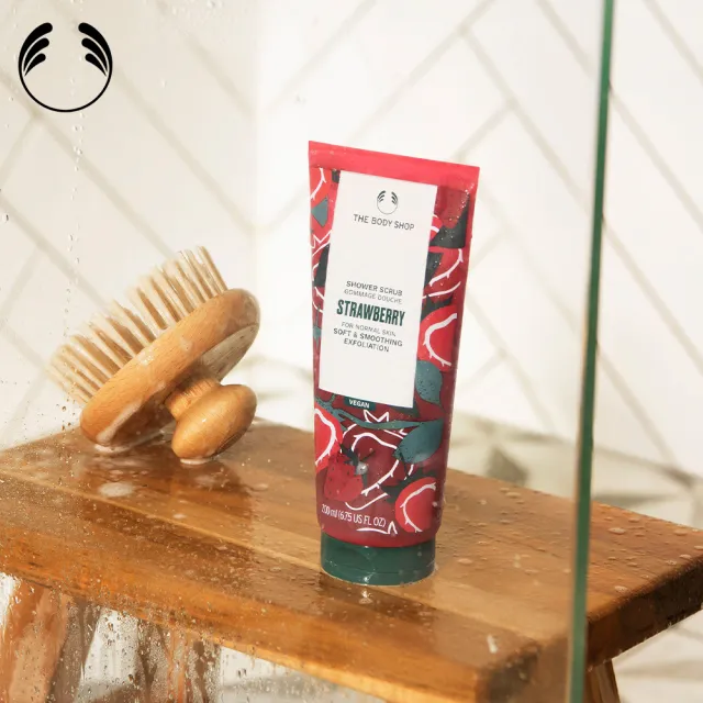 【THE BODY SHOP 美體小舖】草莓嫩白去角質沐浴膠-200ML(沐浴乳/身體去角質)