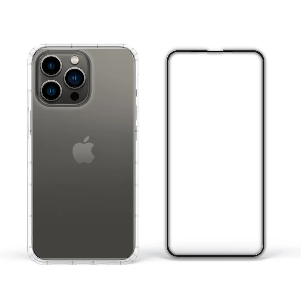 【Meteor】iPhone 13 Pro Max 6.7吋 手機保護超值2件組(透明空壓殼+鋼化膜)