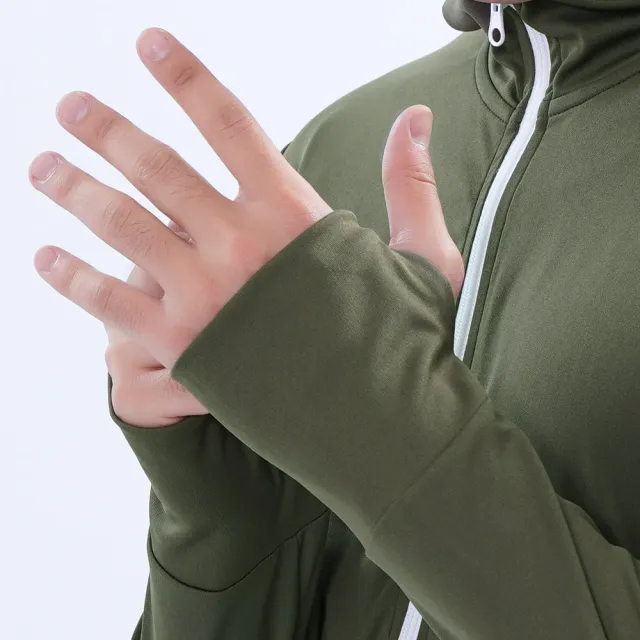 【遊遍天下】MIT女款抗UV防曬涼感吸濕排汗露指運帽外套GJ1020橄綠(S-5L 休閒針織外套)
