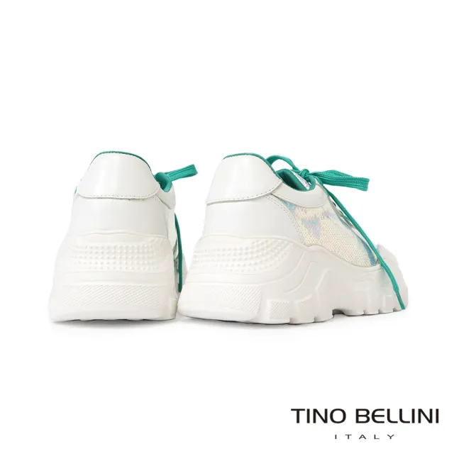 【TINO BELLINI 貝里尼】奢華運動風閃耀亮片厚底老爹休閒運動鞋LB0T0005(白)