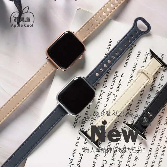 【蘋果庫Apple Cool】Apple Watch S7/6/SE/5/4 38/40/41mm 細版回扣真皮