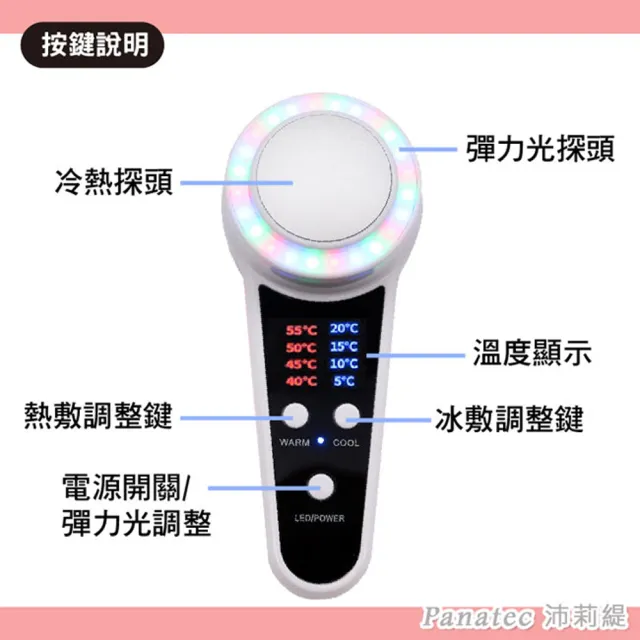 【PANATEC 沛莉緹】紅藍綠三色彩光冰冷熱SPA美顏美膚美容儀(K-281)