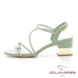 【CUMAR】不對襯鑽條裝飾粗跟涼鞋(綠色)