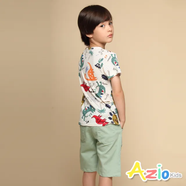 【Azio Kids 美國派】男童   短褲 立體大口袋純色休閒短褲(綠)