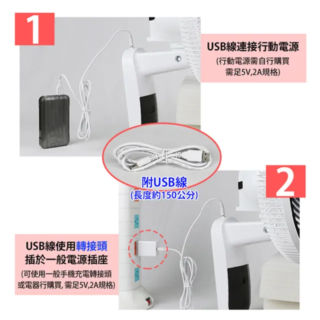 【勳風】14吋節能DC扇涼風扇/掛扇/壁扇-可使用行動電源(HF-B36U)