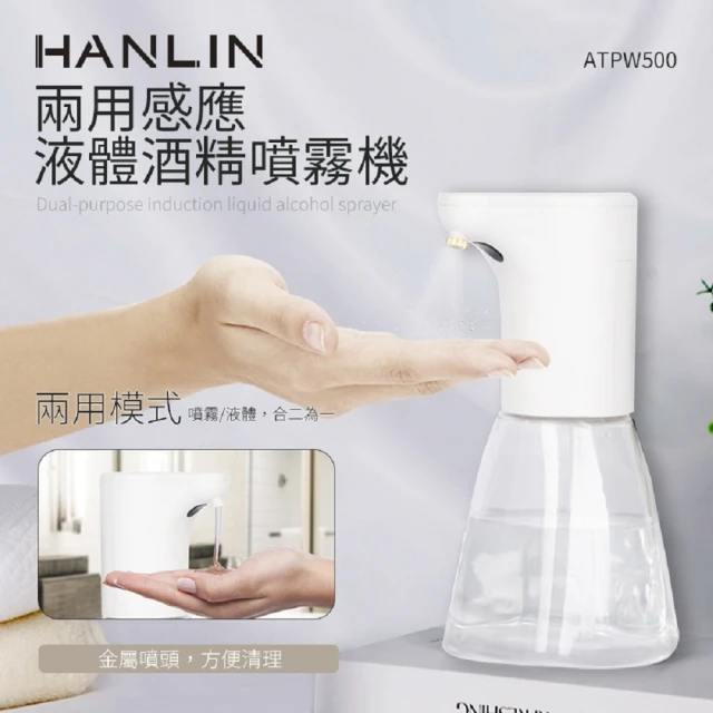 HANLIN HANLIN-ATPW500兩用感應液體酒精噴霧機(★防疫神器 消毒 洗手 免接觸 兩用★)