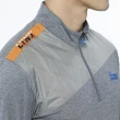 【Lynx Golf】男款吸濕排汗異材質剪接右肩Lynx字樣造型設計長袖立領POLO衫/高爾夫球衫(灰色)