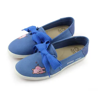 【Paidal】卡娜赫拉的小動物 白日夢寬鞋帶綁帶帆布鞋(藍)