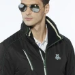 【Lynx Golf】男款保暖防風鋪棉兩袖配色拉線設計胸袋款長袖立領外套(黑色)