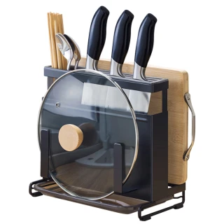 【HappyLife】廚房多功能收納架刀具架 不鏽鋼+烤漆 Y10148(廚房檯面架 瀝水架 廚房整理架 不鏽鋼架) 限