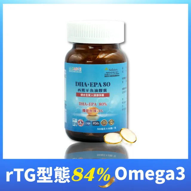 【MDPAPAS】西班牙84%Omega3高機能魚油膠囊1入|適合全家人(90顆)