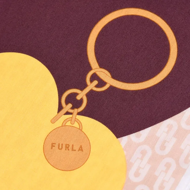 【FURLA 芙拉】滿版LOGO心心相印純綿帕巾(黃色)