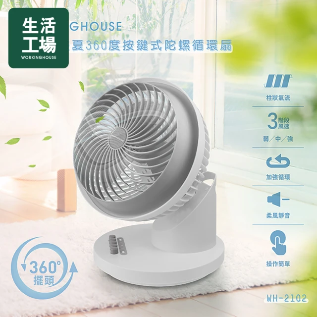 【生活工場】暢涼•盛夏360度按鍵式陀螺循環扇(循環扇/涼夏/夏日必備)