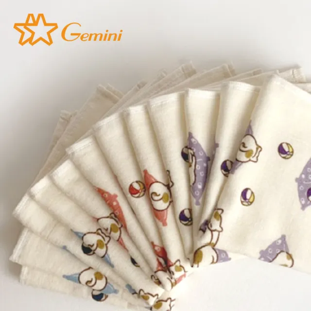 【Gemini 雙星】官方直營 和風逗球貓紗布小方巾(超值四入組)