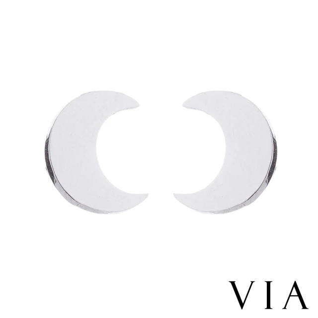 【VIA】白鋼耳釘 白鋼耳環 星空耳釘 月亮耳釘/星空系列 月亮造型白鋼耳釘(鋼色)