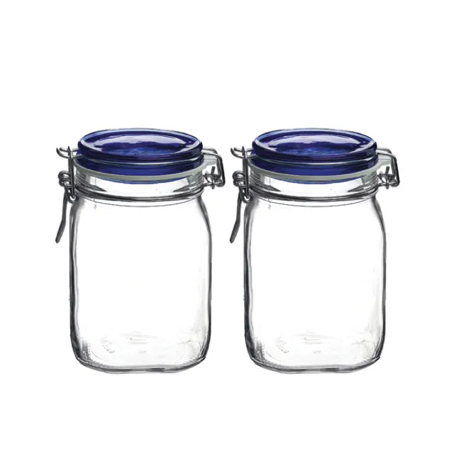 【Bormioli Rocco】義大利藍蓋密封罐 1120ml 2入組/ P49530-2(密封罐)