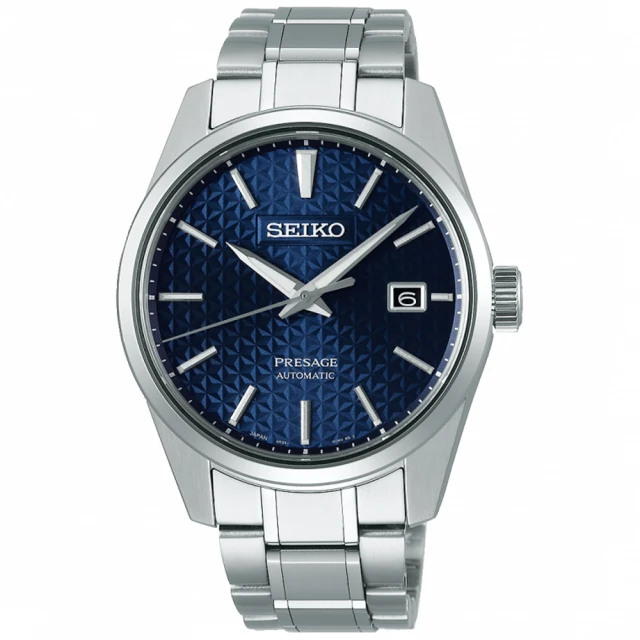 【SEIKO 精工】Presage 新銳麻葉家紋機械錶-銀x藍/39.3mm(SPB167J1/6R35-00V0B)