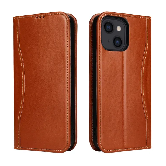 【Fierre Shann】iPhone 13 mini 5.4吋 磁吸側掀新西槍系列手工真皮皮套