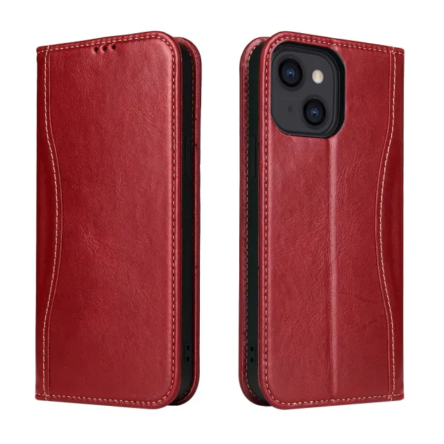 【Fierre Shann】iPhone 13 mini 5.4吋 磁吸側掀新西槍系列手工真皮皮套