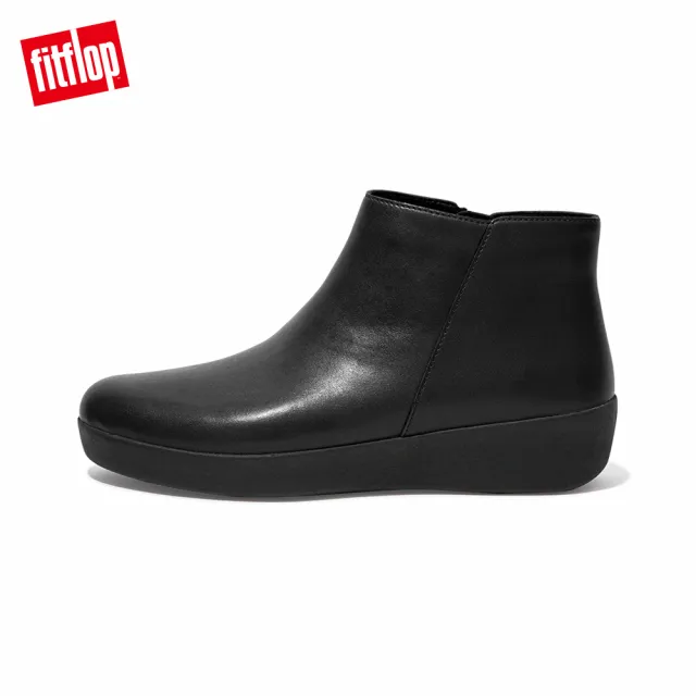 【FitFlop】SUMI LEATHER ANKLE BOOTS 簡約皮革短靴-女(靓黑色)