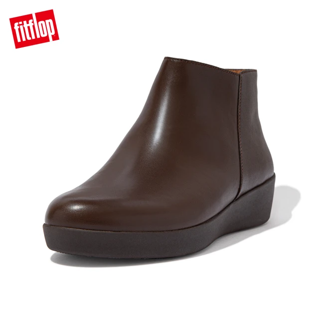 【FitFlop】SUMI LEATHER ANKLE BOOTS 簡約皮革短靴-女(巧克力棕)