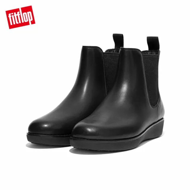 【FitFlop】SUMI LEATHER CHELSEA BOOTS 簡約造型裸靴-女(靓黑色)