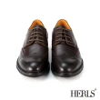 【HERLS】男鞋系列-全真皮翼紋沖孔休閒德比牛津鞋(深棕色)