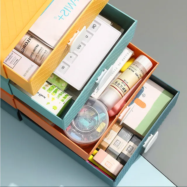 【E.City】可疊加菱紋桌上型抽屜收納盒