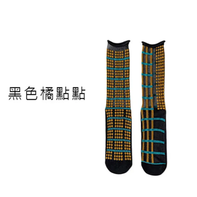 【OT SHOP】女款刺繡圖案透膚中筒絲襪 玻璃襪 M1144(春夏潮流配件 撞色 捲邊襪口 個性設計 多款可選 襪子)