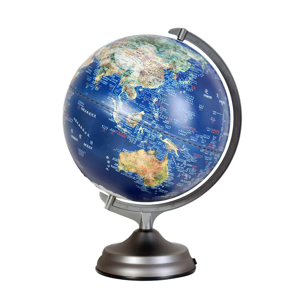 AR互動款] SkyGlobe 12吋古典仿古木質地球儀(中英文對照)(附燈)