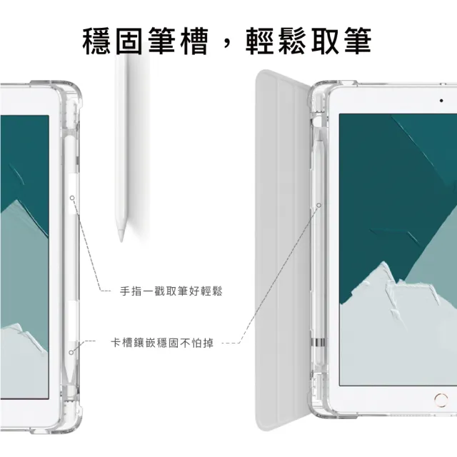 【BOJI 波吉】iPad Air 4/5 10.9吋 三折式內置筆槽可吸附筆透明氣囊軟殼 復古油畫款