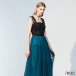 【iROO】藍綠色 網紗裙洋裝